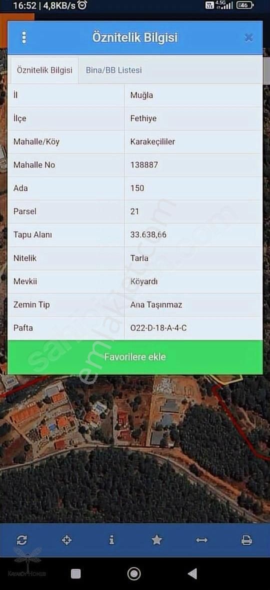 Kayaköy Karakeçililer Mahallesin'de Satılık Tarla R-16