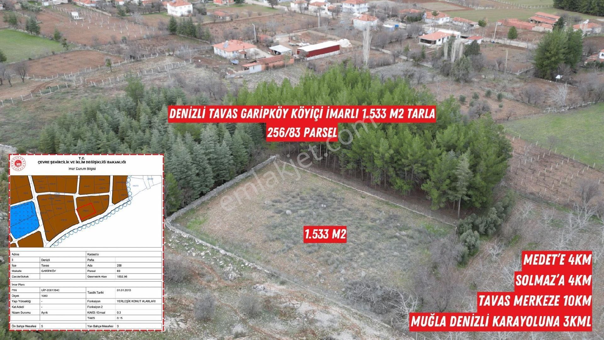 Tavas Garip Köy Koy İci İmarli 1533 M2 Satılık Arsa