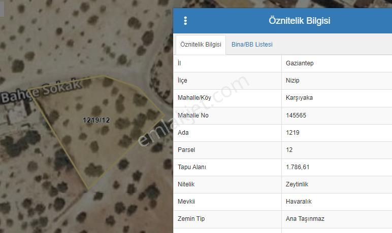 Karşıyaka - Nizip 'de Satılık Fıstık Zeytin Karışık Köşe Başı Arazi.
