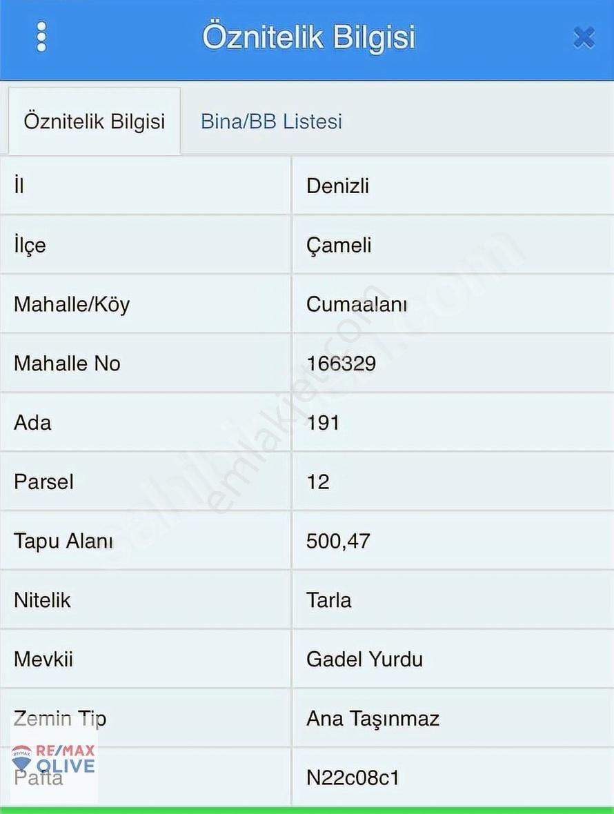 Denizli Çameli'nde Satılık Tarla