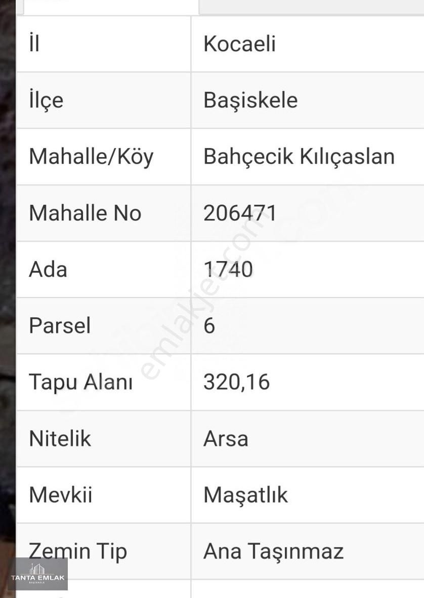 Tanta Emlak Tan Başiskele Bahçecikte 320m2 Arsa
