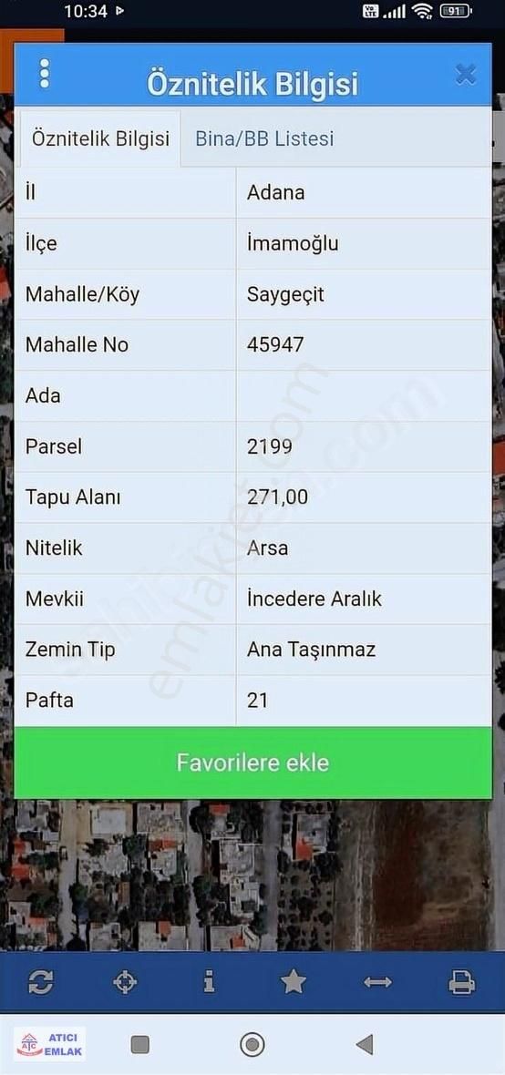 Atıcı Emlak'tan Satılık İmamoğlu Fatih Mah. 271 Mt Arsa