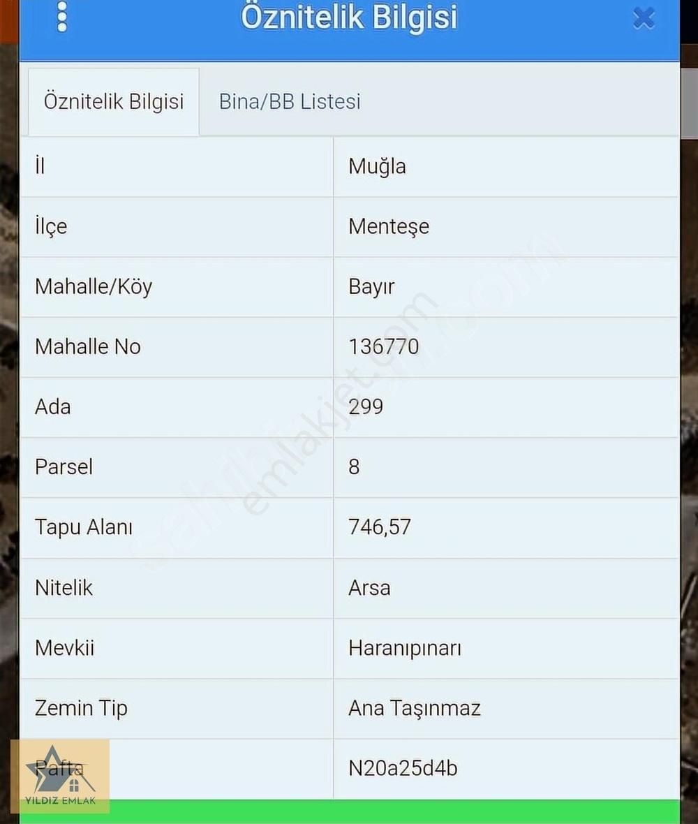 Muğla Bayır Satılık 746m2 Arsa