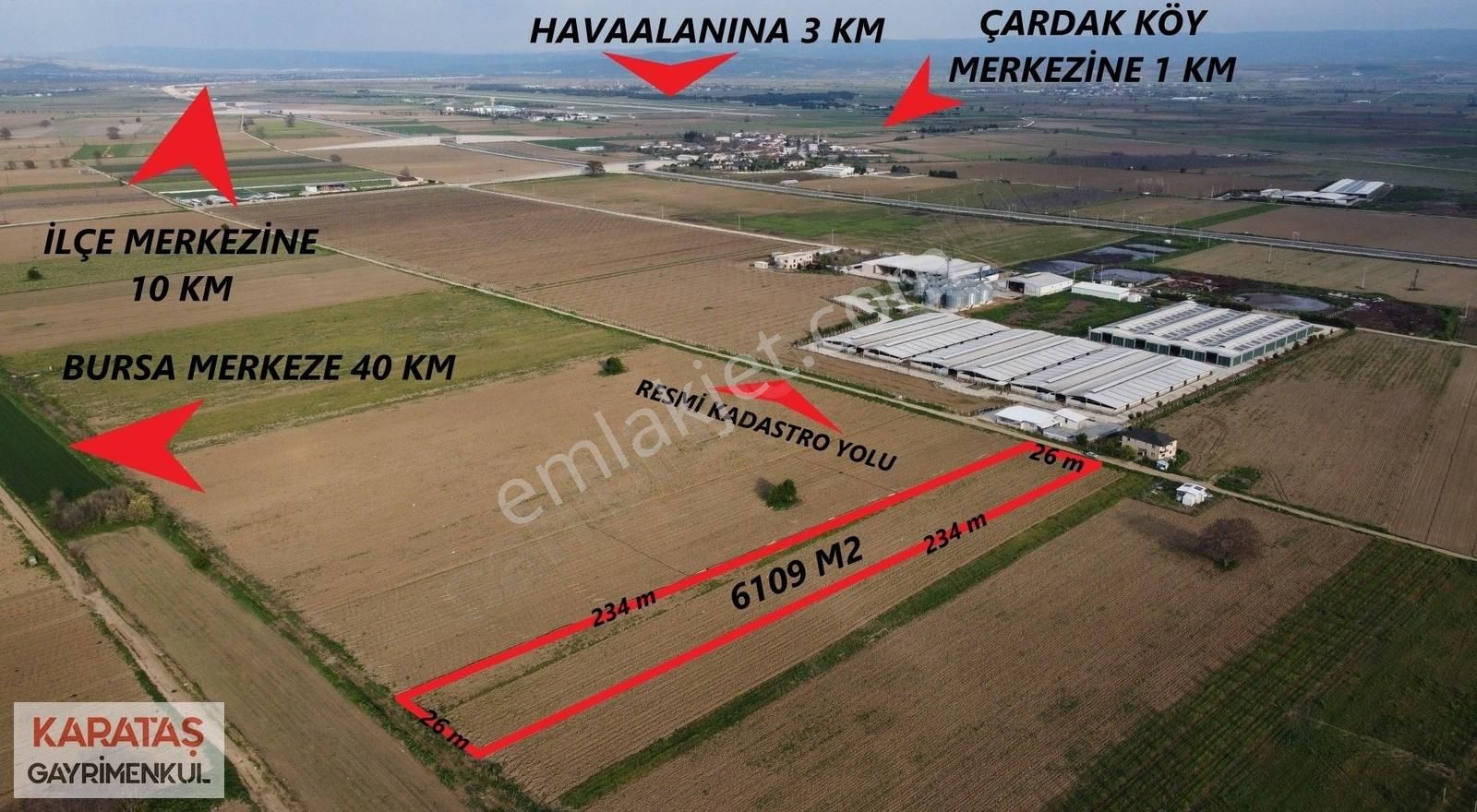 Karataş'tan 6100m2 Havaalanı Yakını Yollu Köye Yakın Kupon Arazi