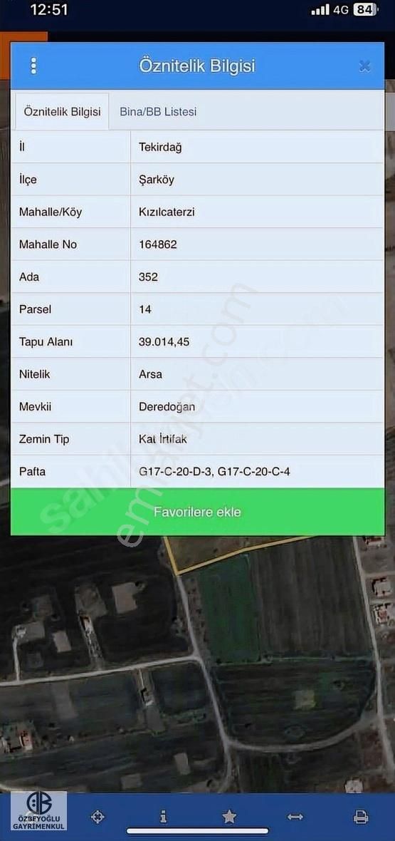 Şarköy Binbirinciköy De Satılık 235 Metre İmarlı Arsa