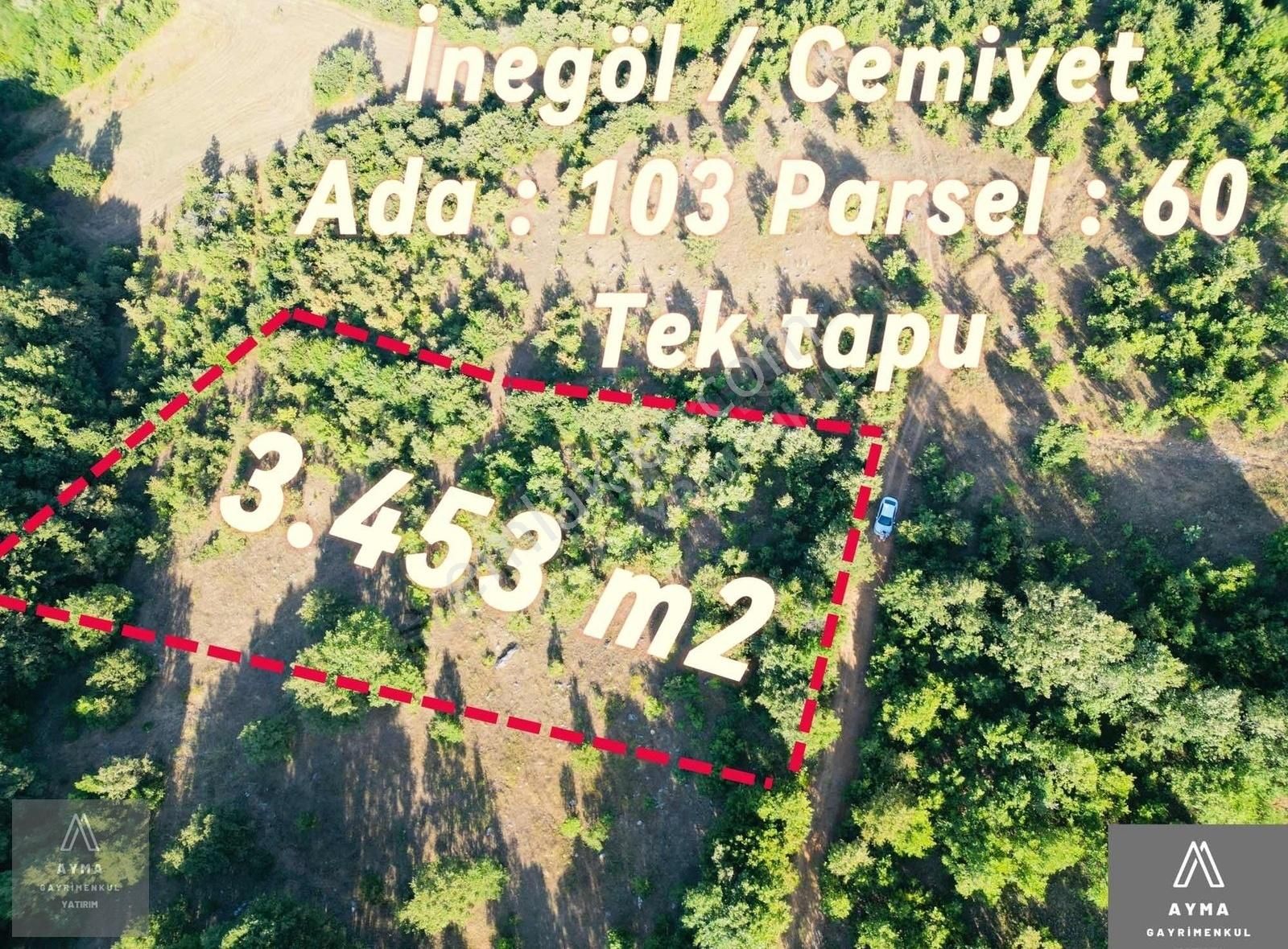 Ayma'dan İnegöl Cemiyet Mh 3453 M2 Tek Tapu Satılık Tarla