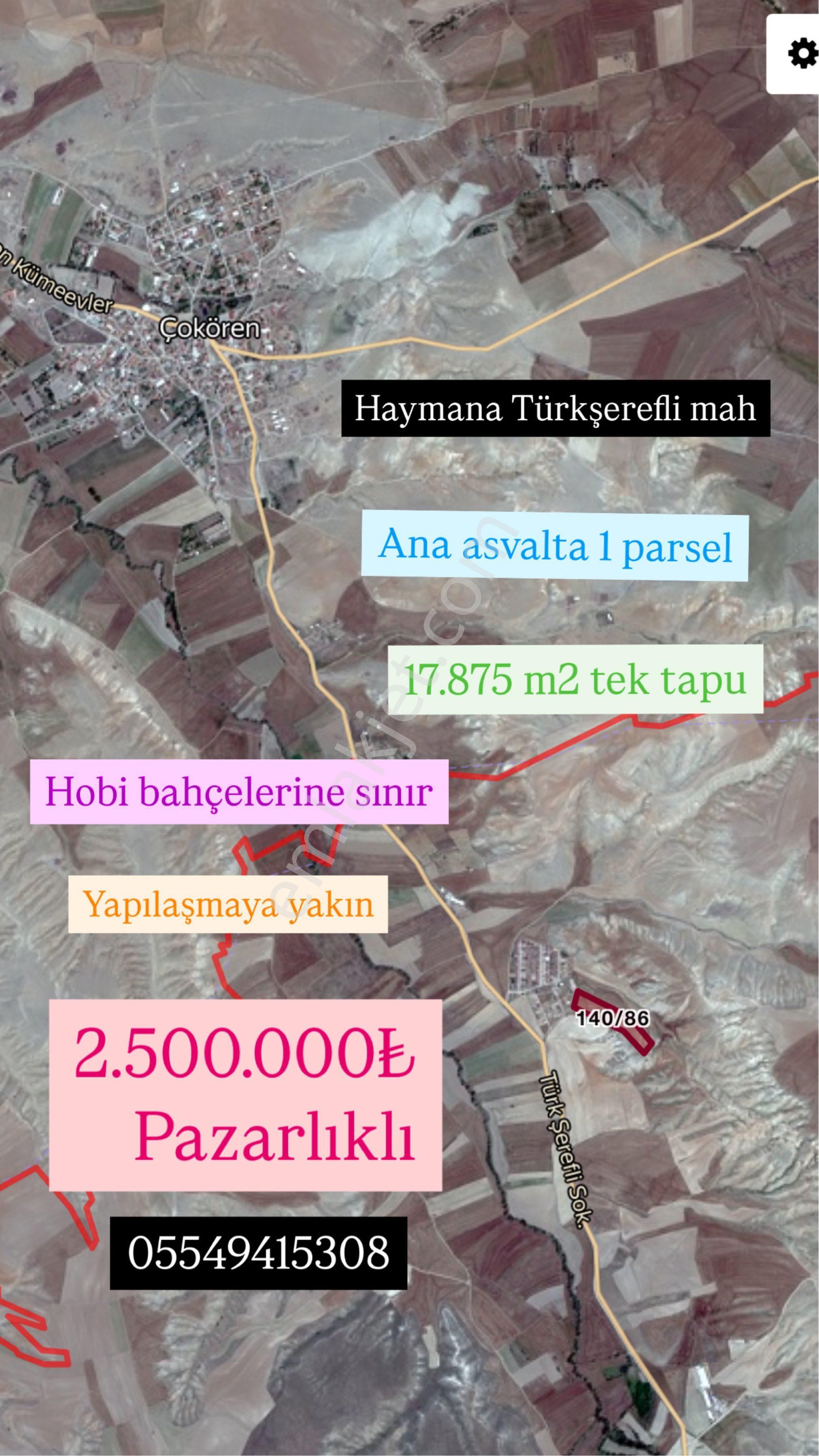 Haymana Türkşerefli Mah 17875 M2 Tek Tapu Tarla Kelepir