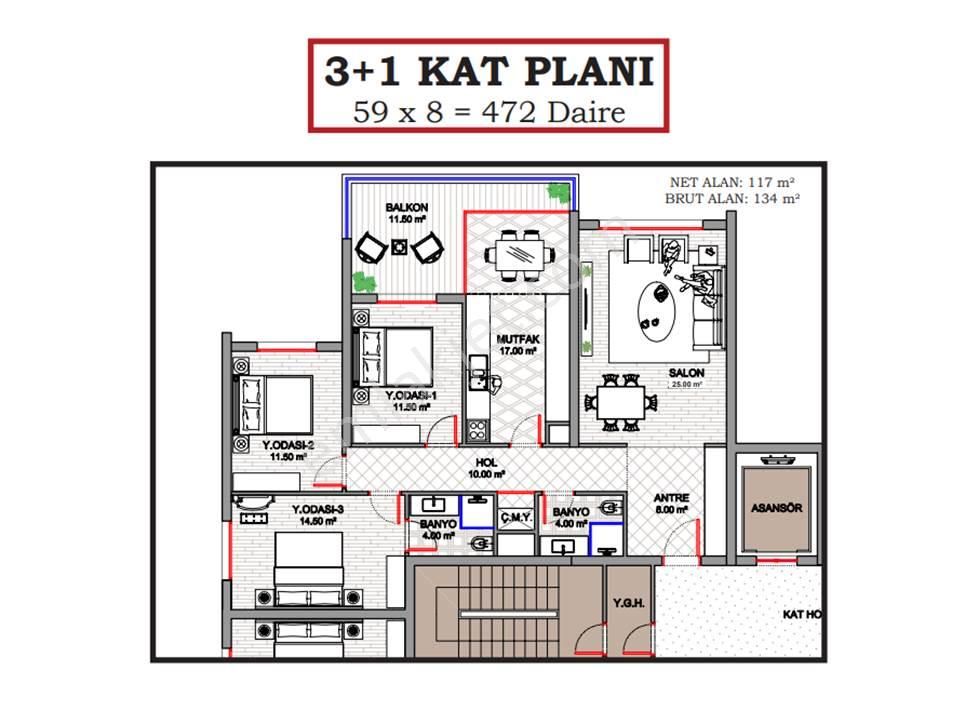 New West'ten Havalimanı Yakını 3+1 Daire Getirili Koop. Hissesi - Görsel 3