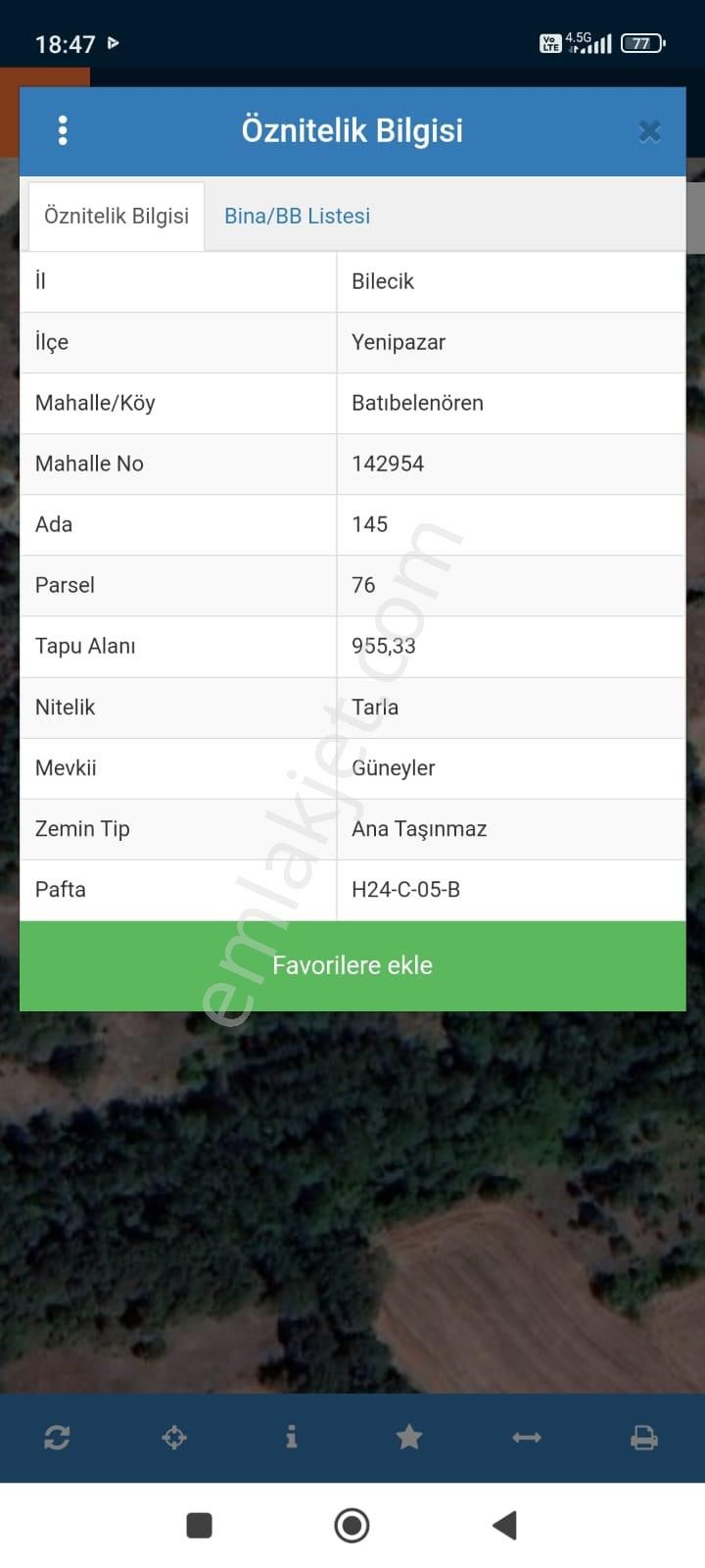 Bilecik Yenipazar Batıbelenören Köyünde Yatırımlık Fırsat Tarla