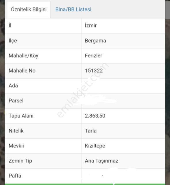 Bergama Ferizler'de Firsat Tarla
