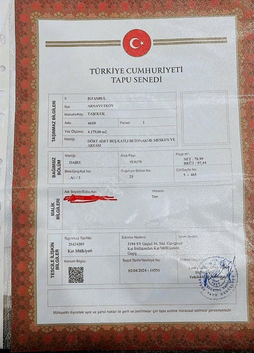Taşoluk Güvenli Site İçi Açık Cephe İskanlı 3+1 Daire