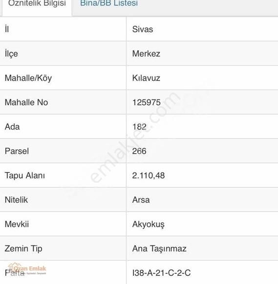 Sivas Ozan Emlak'tan Kılavuz'da Yatırımlık 180 M² Arsa Hissesi