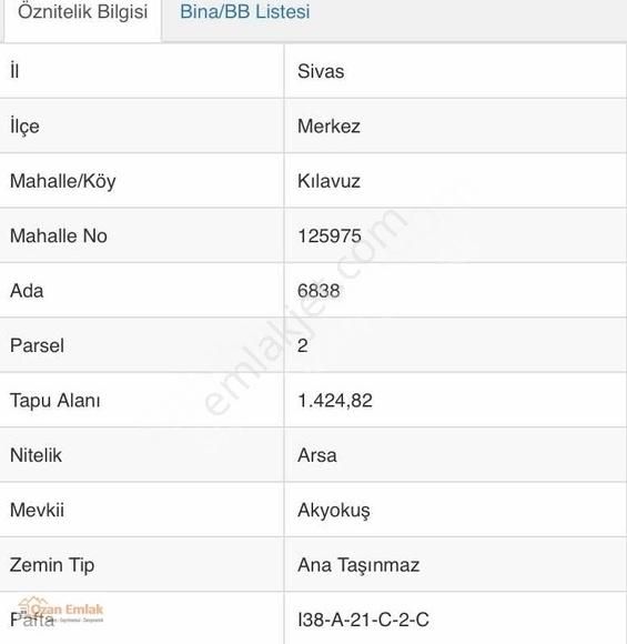 Sivas Ozan Emlak'tan Kılavuz'da Yatırımlık 121 M² Arsa Hissesi