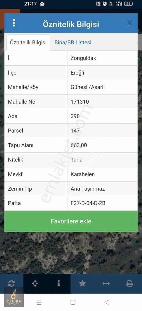 Kdz Ereğli Güneşli Köyünde 1.700 M2 Dilek Emlaktan