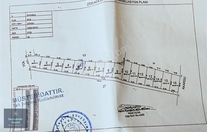 Şile Göksuda Bugalov Yapmaya Uygun Tarla 209 M2