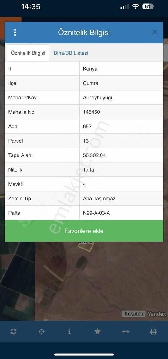 Çumra Alibeyhüyüğü Mah. 37.666 M2 Satılık Tarla