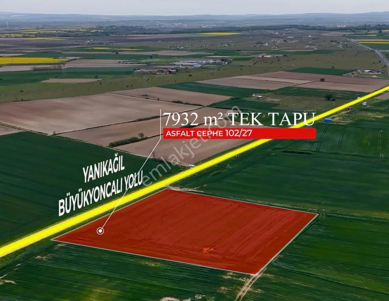Kapaklı Yanıkağıl Asfalt Cephe 7.932m2 Tek Tapu Satılık Tarla