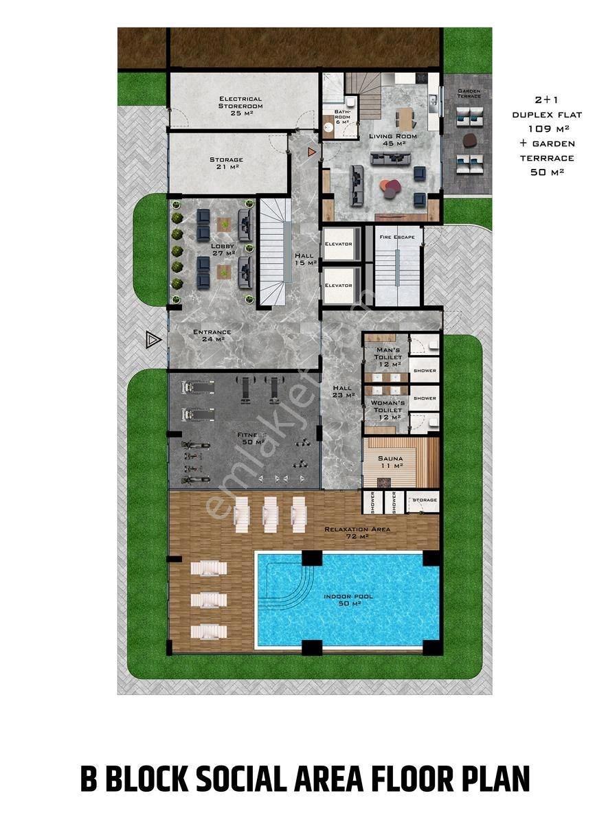 Satılık Modern Vega Style Sitesinde, Eşyalı Denize Sadece 50 Mt. Mesafede Yeni 1+1 Daire - Görsel 34