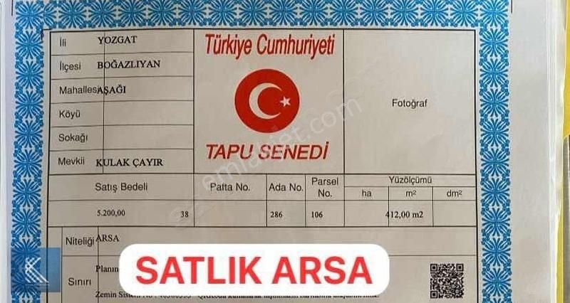 Yozgat Boğazlıyan İlçesi Satılık Arsalar Ve Tarla