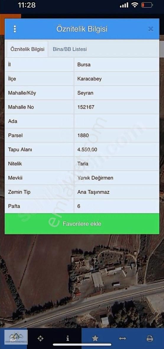 Han'dan Karacabey Seyran'da 4550 M2 Satılık Tarla
