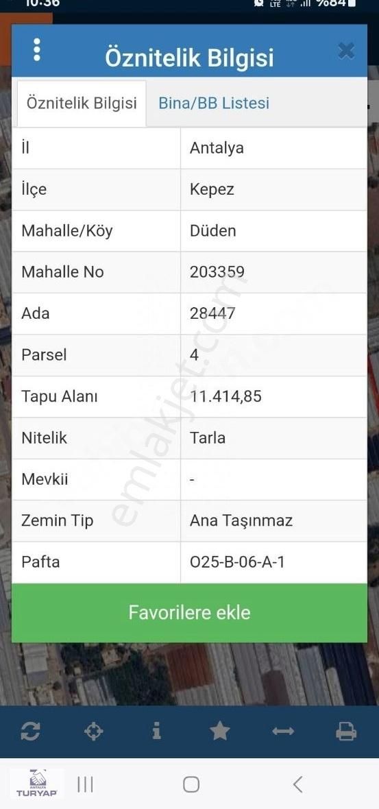 Kepez Düdende 3300 M2 Lik Satılık Tarla Hissesi