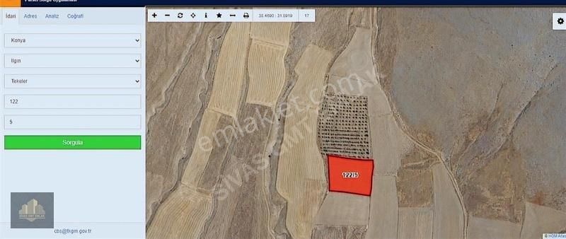 Sivas Gmt Emlak'tan Konya/ılgın Tekeler Satılık Tek Tapu 7.460m2