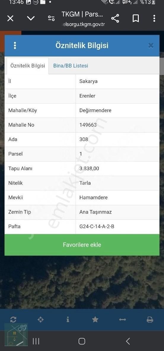 Erenler Değirmenderede Satılık 4 Dönüm Fındık Bahçesi