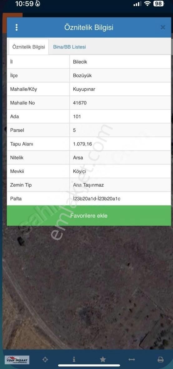 Bilecik Bozuyük Kayapınar Da 1079 M2%40 İmarlı Konutluk Tek Tapu