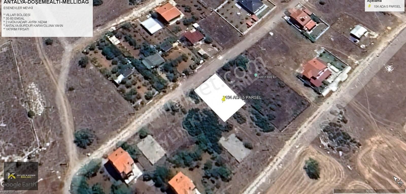 Döşemealtı Mellidağ Villalar Esenevler Mevkii 331 M2 Arsa!!