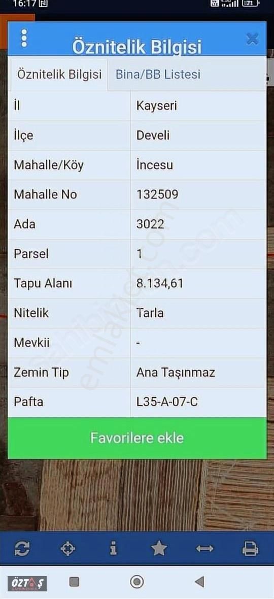 Develi İncesuda Yola Cepheli Tarla