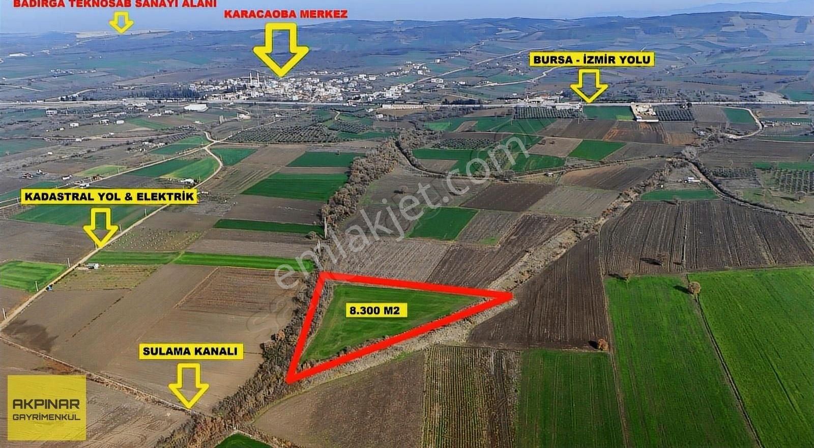 Bursa Nilüfer Karacaoba'da 8.300 M2 Yatırımlık Satılık Arazi