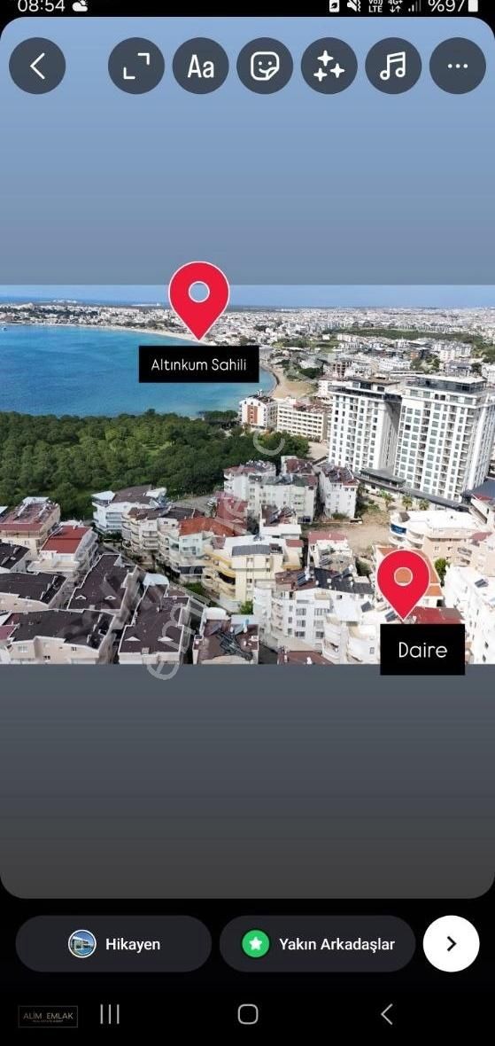 Altınkum'da Sahile Sıfır Sayılacak Kadar Yakın Geniş 2+1 Daire !