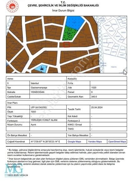 Gaziosmanpaşa Kentsel Dönüşüm Bölgesinde 100 M² Satılık Arsa