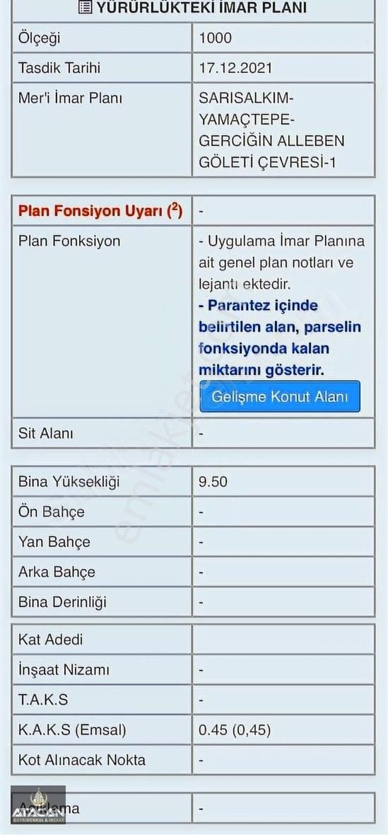 Fatih Atacan' Dan Satılık A2 Arsa