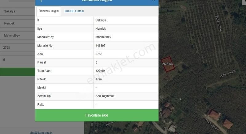 Hendek Mahmutbey Mahallesinde Satılık İmarlı Arsa