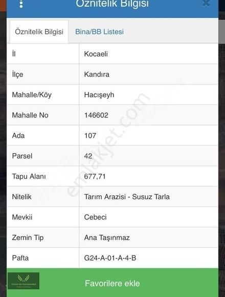 Kandıra Hacışeyh Köyünde 3 Parça Resmi Yollu 7156metre Satılık