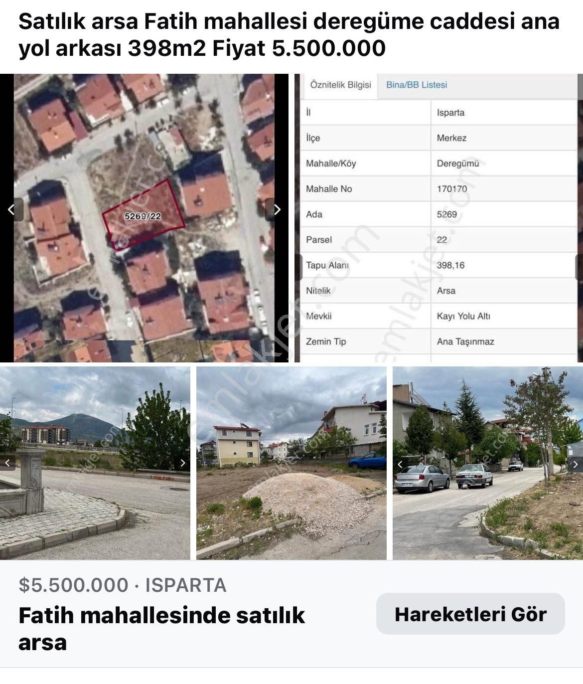 Isparta Fatih Mahallesinde Satılık Arsa