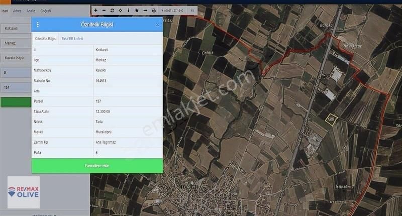 Kırklareli Kavaklı 12300 M2 Satılık İmar Sınırında Tarla