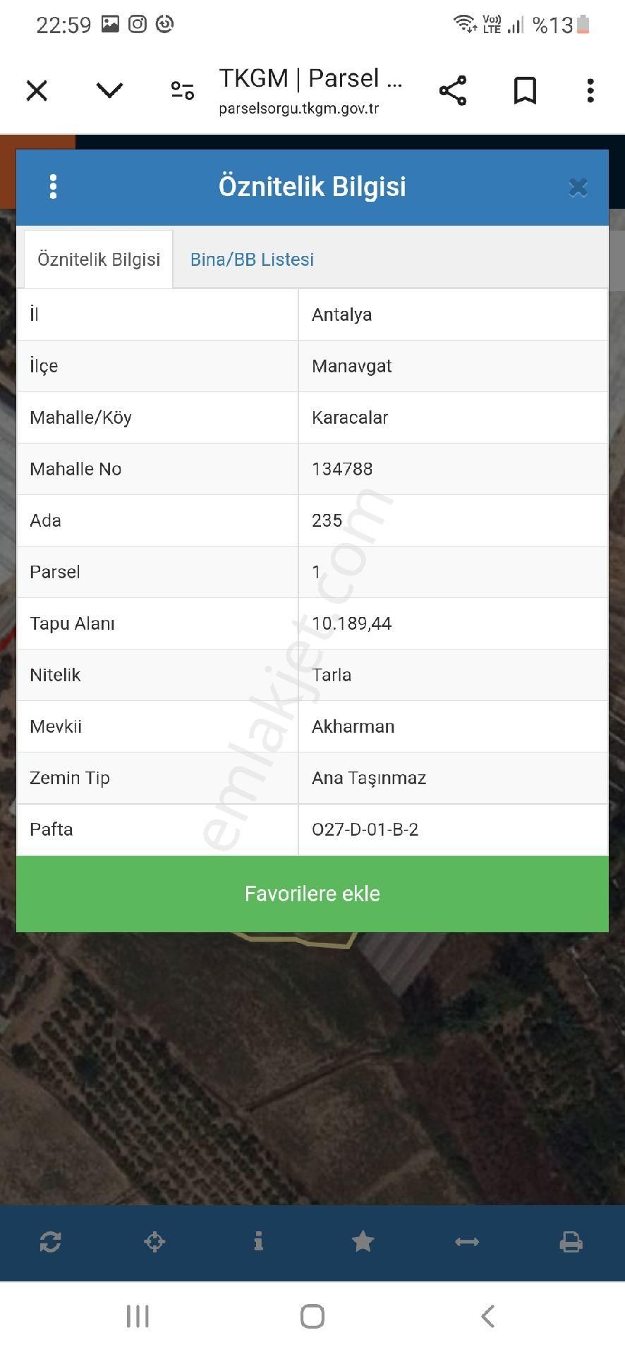 Manavgat Karacalar'da Kooperatiften Yatırımlık Arsa