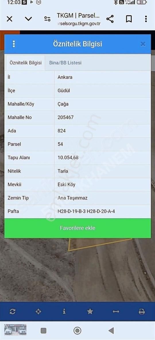 Güdül Çağa Mh'de 3351 M2 Satılık Tarla Hissesi
