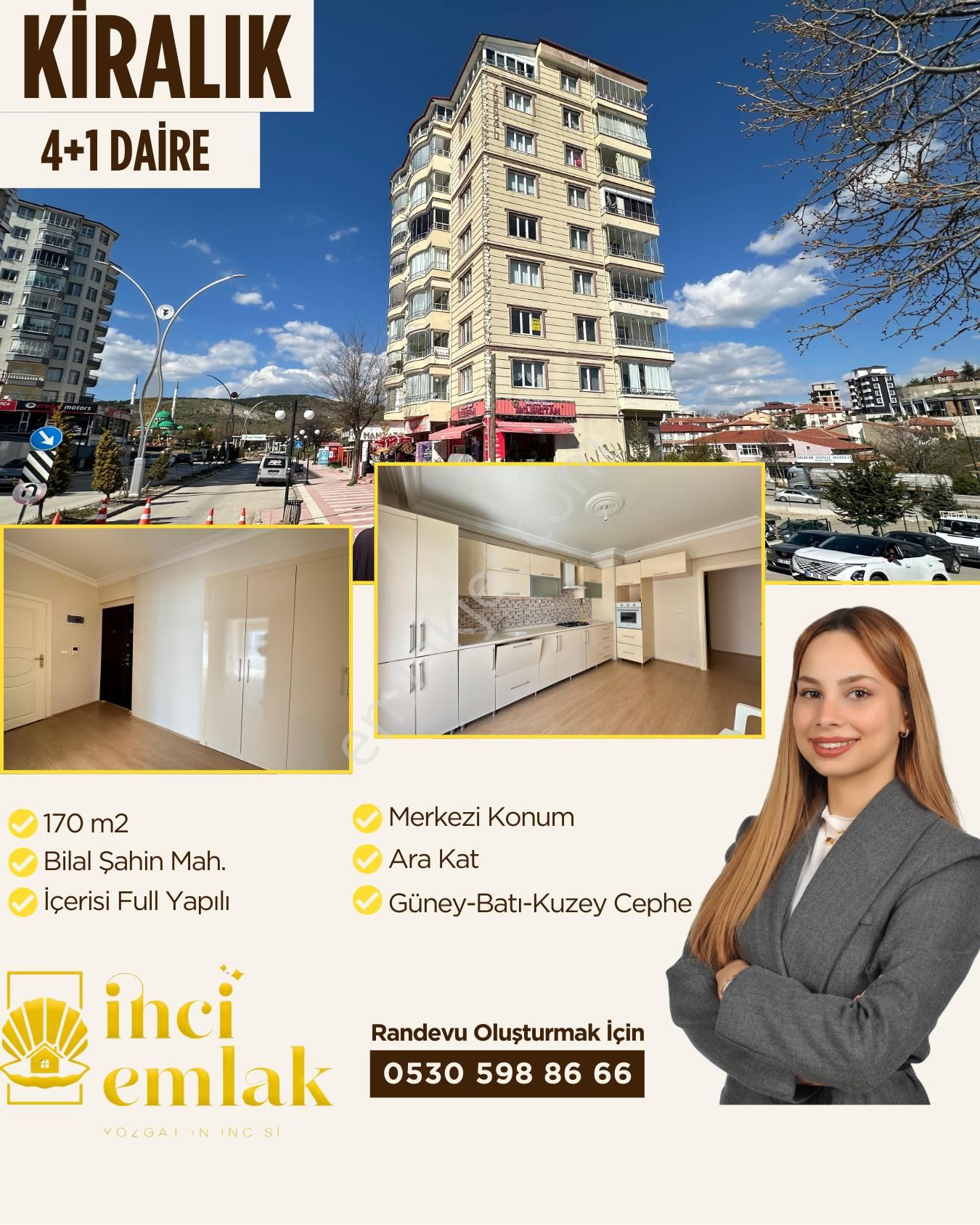 İnci Emlak'tan Kiralık 4+1 Daire
