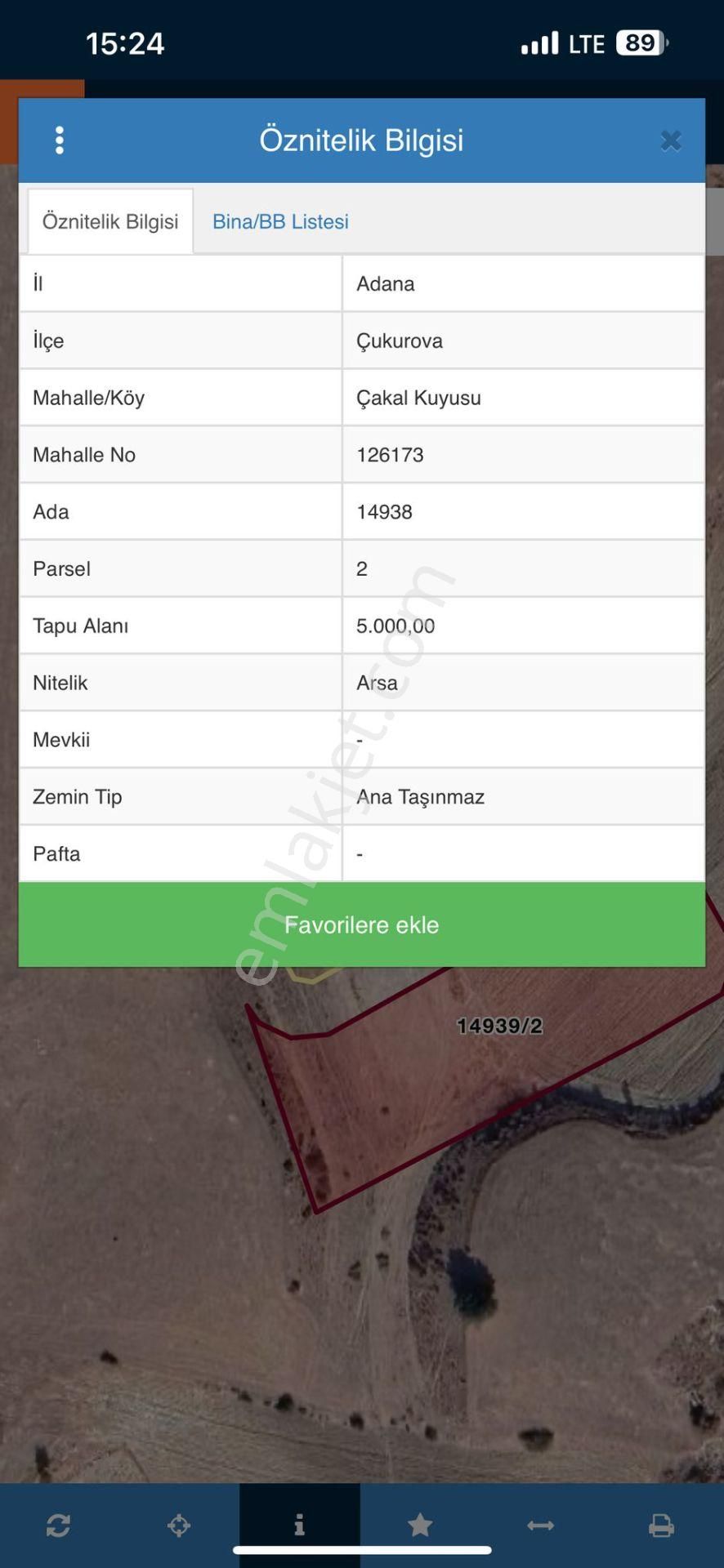%45 Kat Karşılığı Çukurova Çakal Kuyusu 5000 M2 14938 Ada 2 Parsel