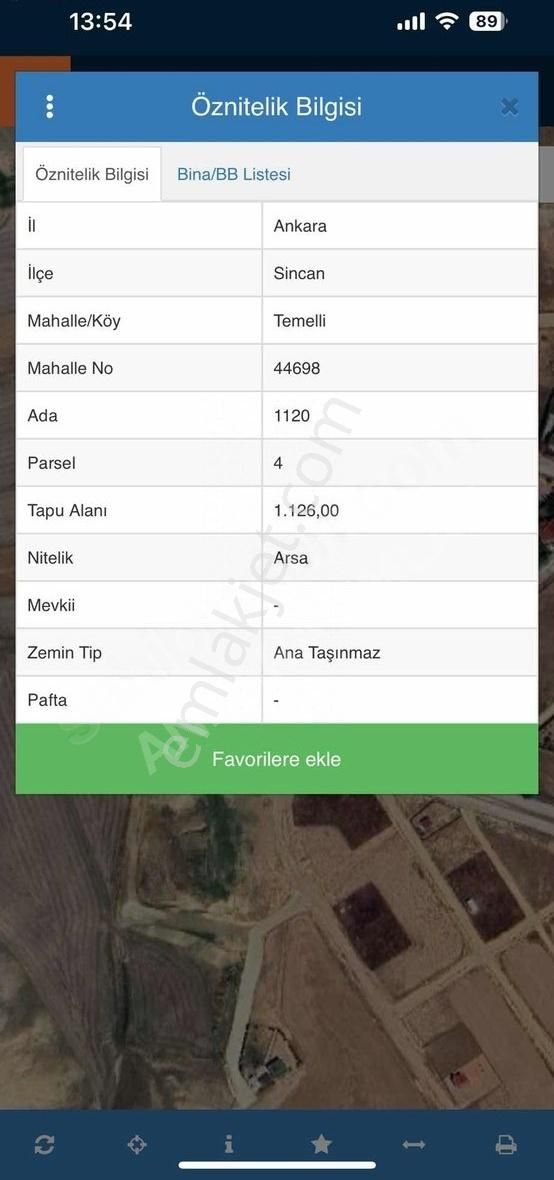 Ankara Emlak'tan Temellide Tek Tapu İmarlı Satılık Arsa