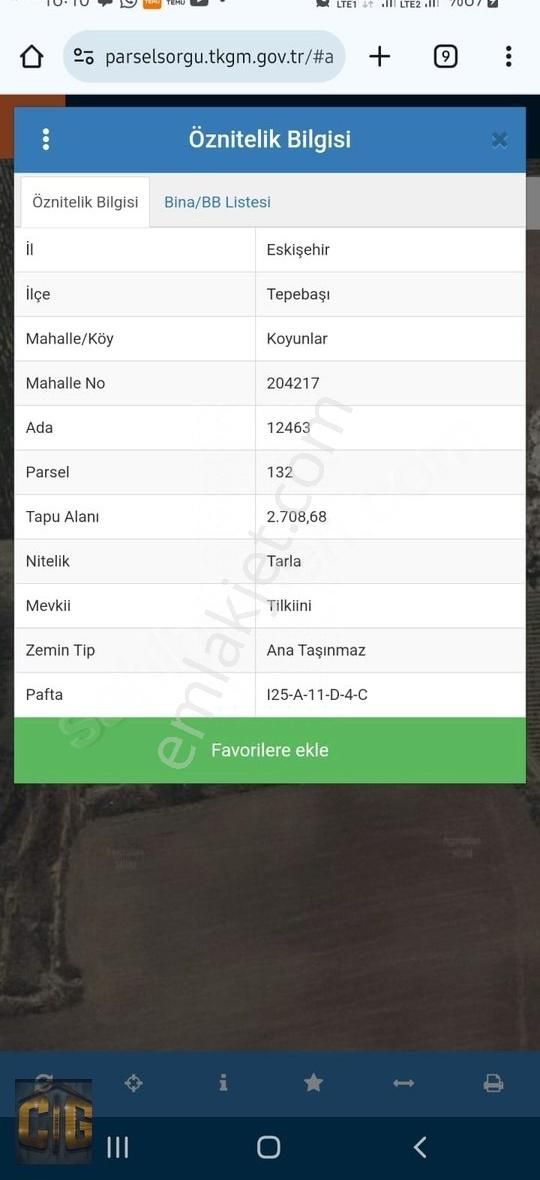 Koyunlar Mh. Uygun Fiyata Yatırımlık Fırsat Tarla 2708 M2