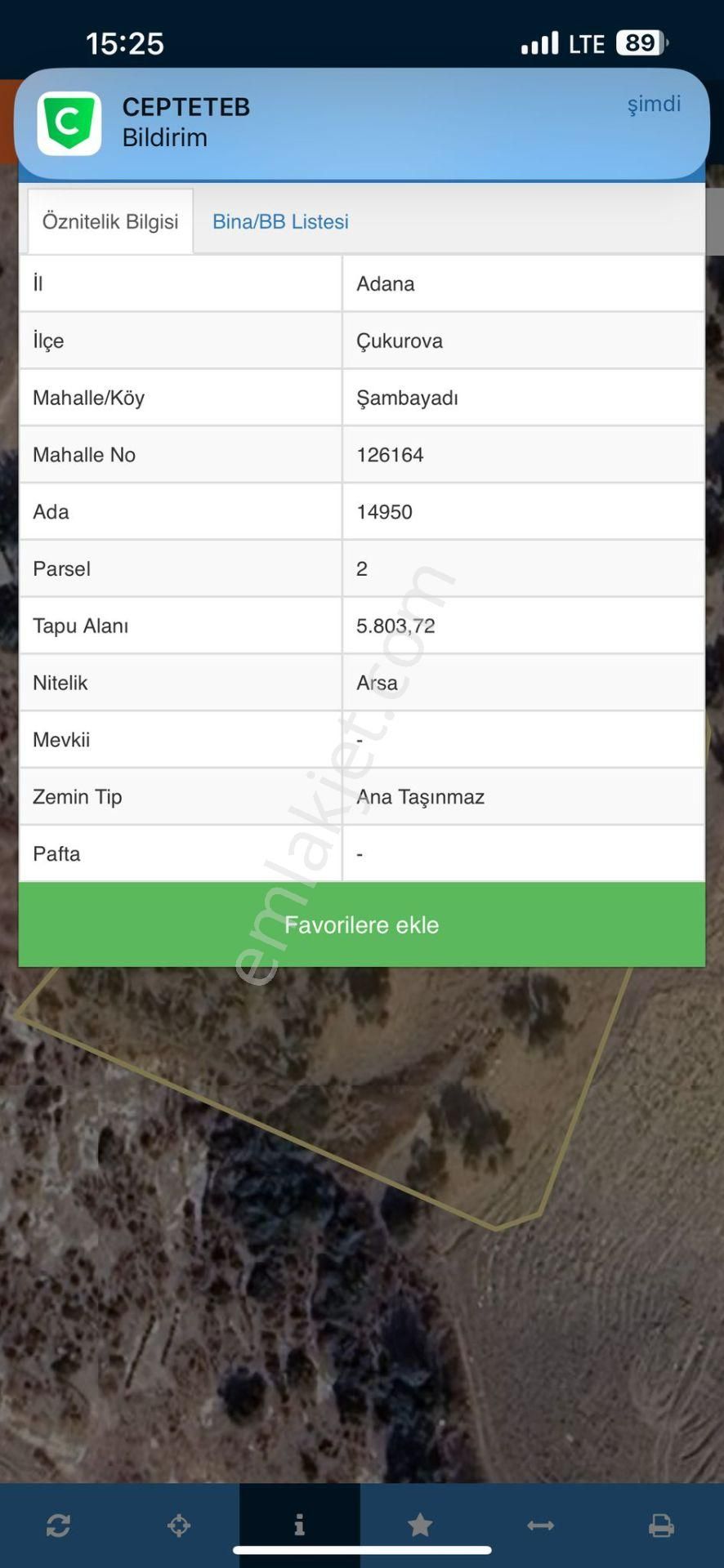 %45 Kat Karşılığı Çukurova Şambayadı 5803 M2 14950ada 2 Parsel
