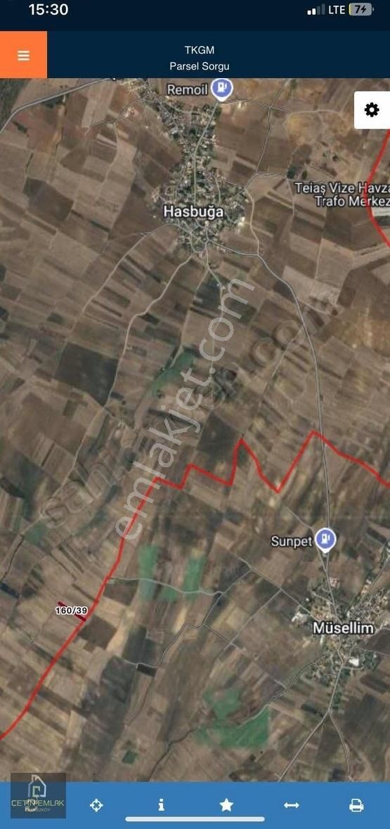 Çetin'den Vize Hasbuğa 1887 Metre² Tek Tapu Tarla
