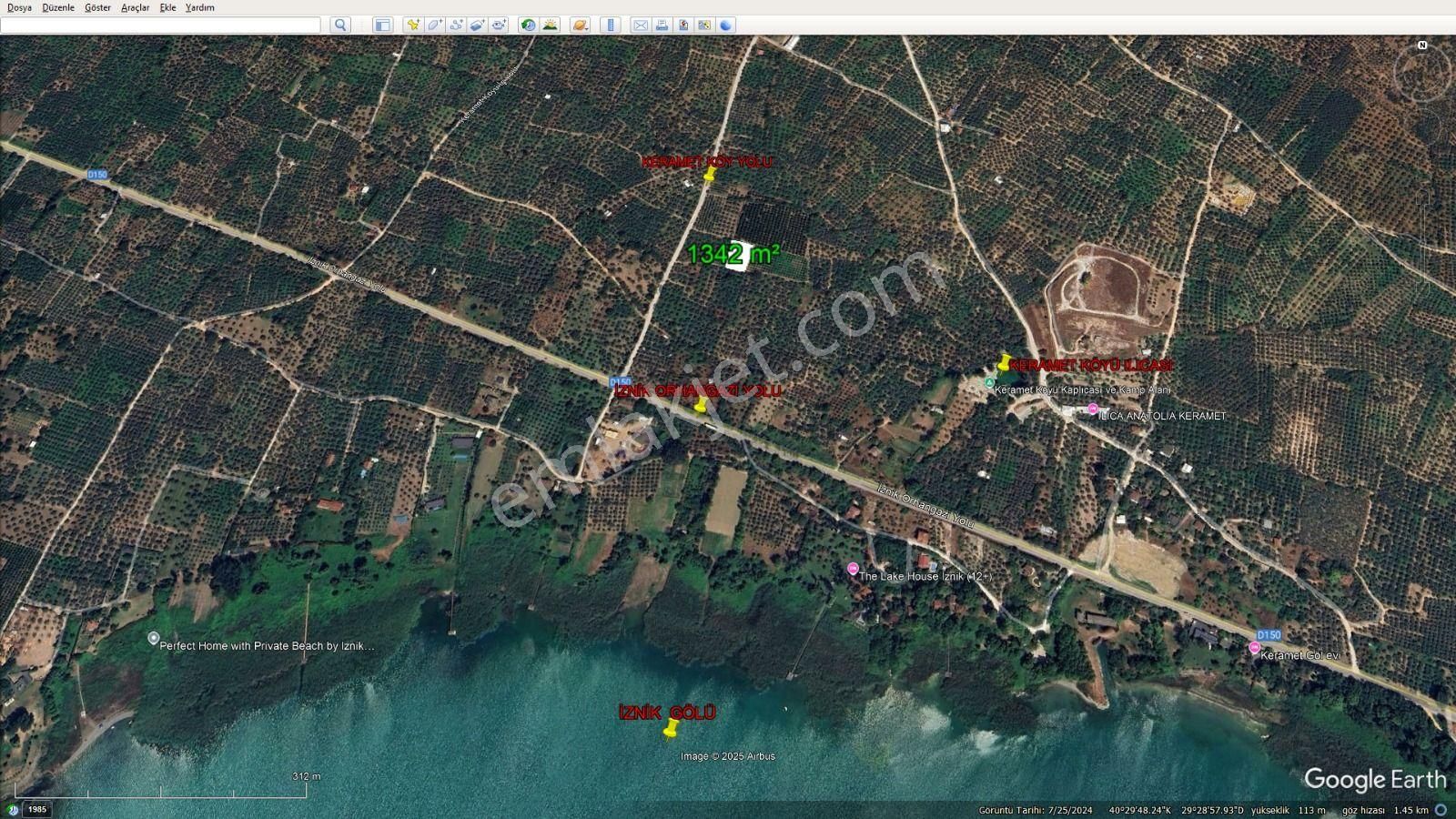 Orhangazi Keramet Köyü'nde 1342 M² Zeytinlik