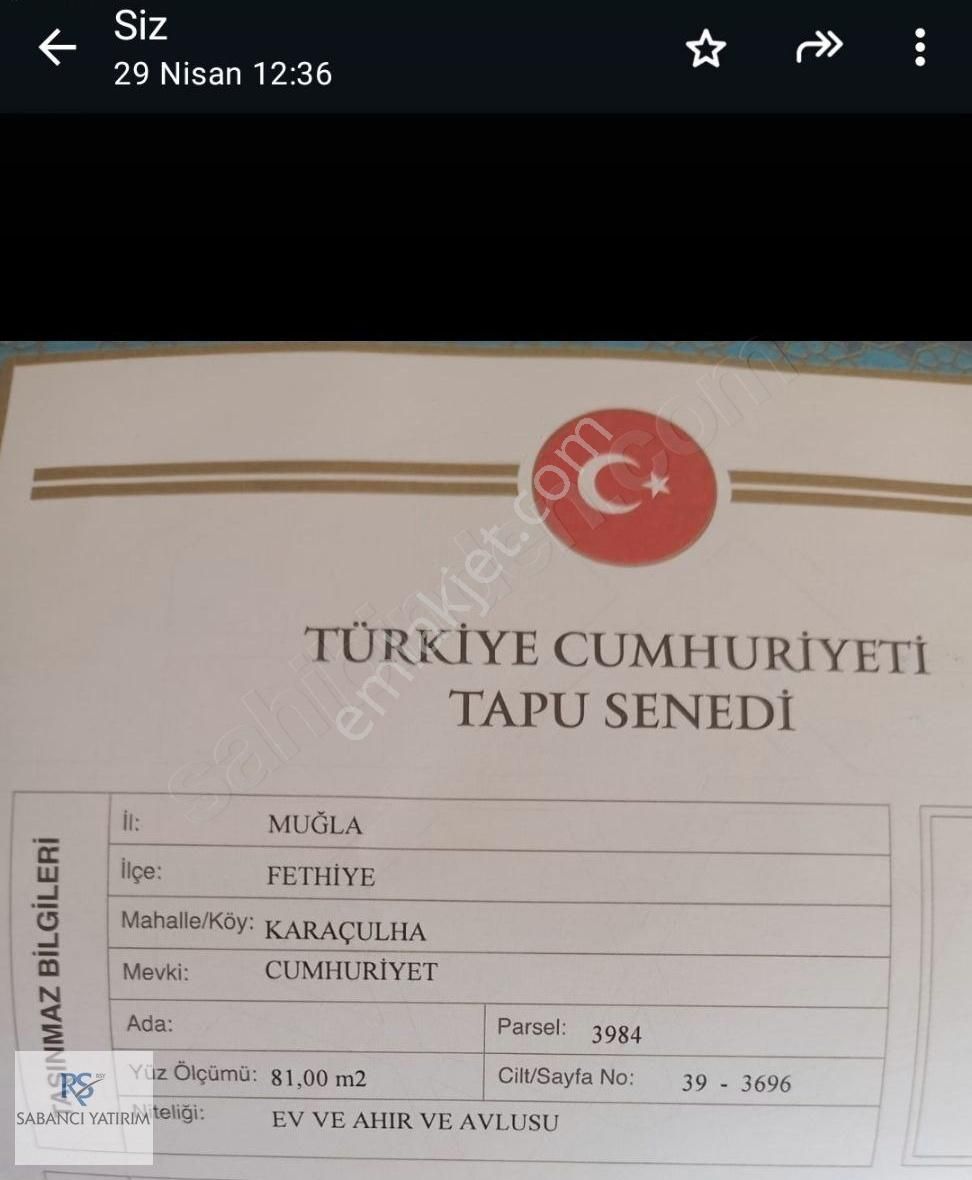 Fethiye Karaçulha Da Satılık 81 M2 Arsa İçinde 54 M2 Müstakil Ev - Görsel 4