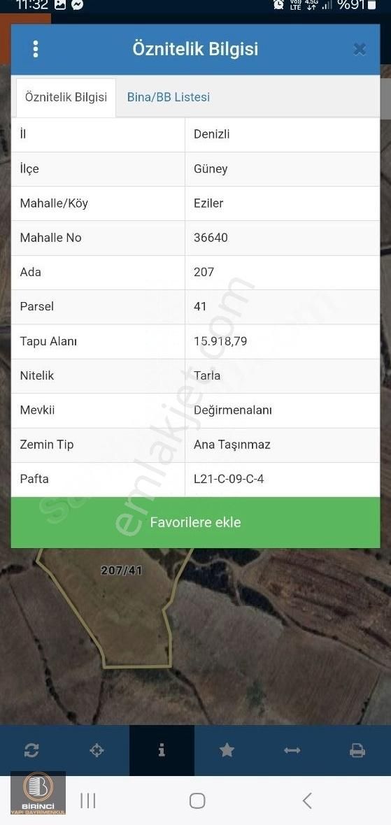 Eziler Mah. Değirmenalanı Mevkii 16 Dönüm Fırsat Arazi