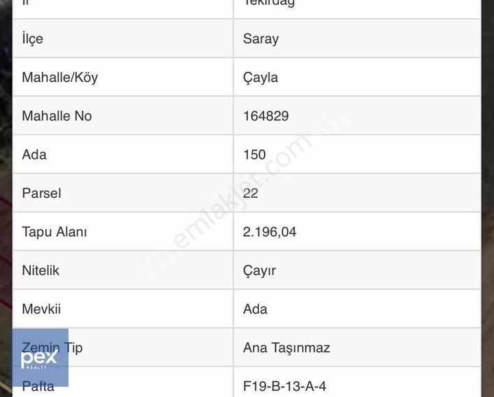 Realty Pex'ten Çayla Mah. İki Yola Cepheli Yatırıma Uygun Parsel